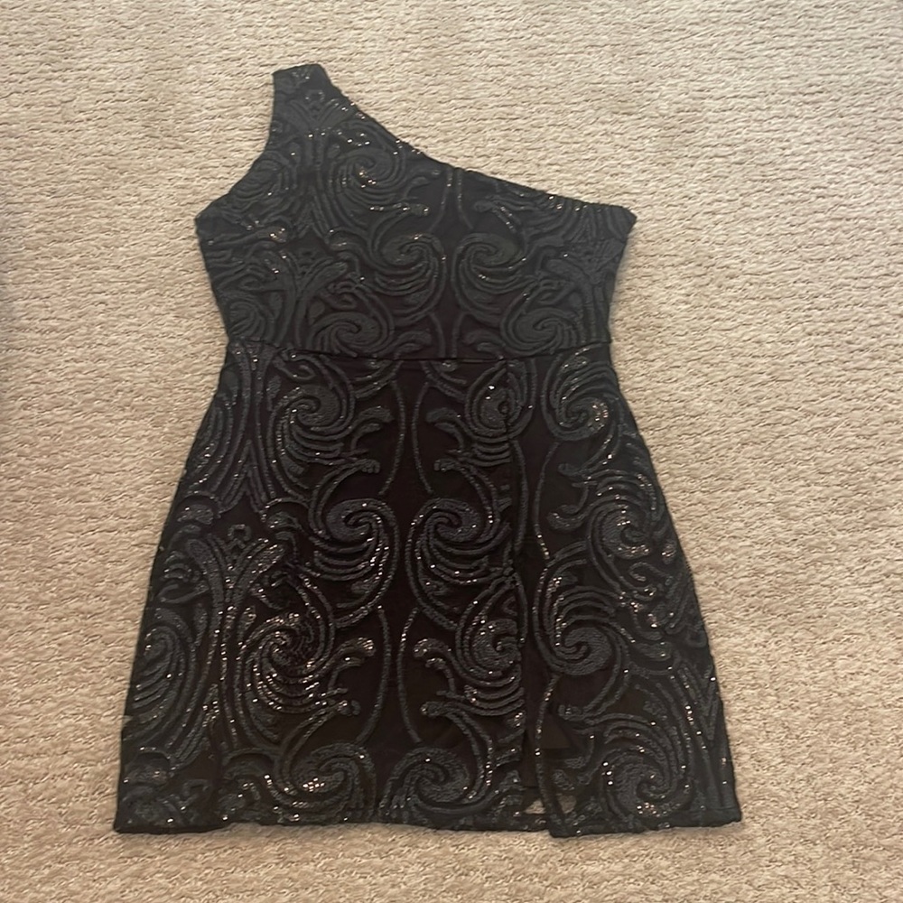 Lulus black sequen one shoulder dress